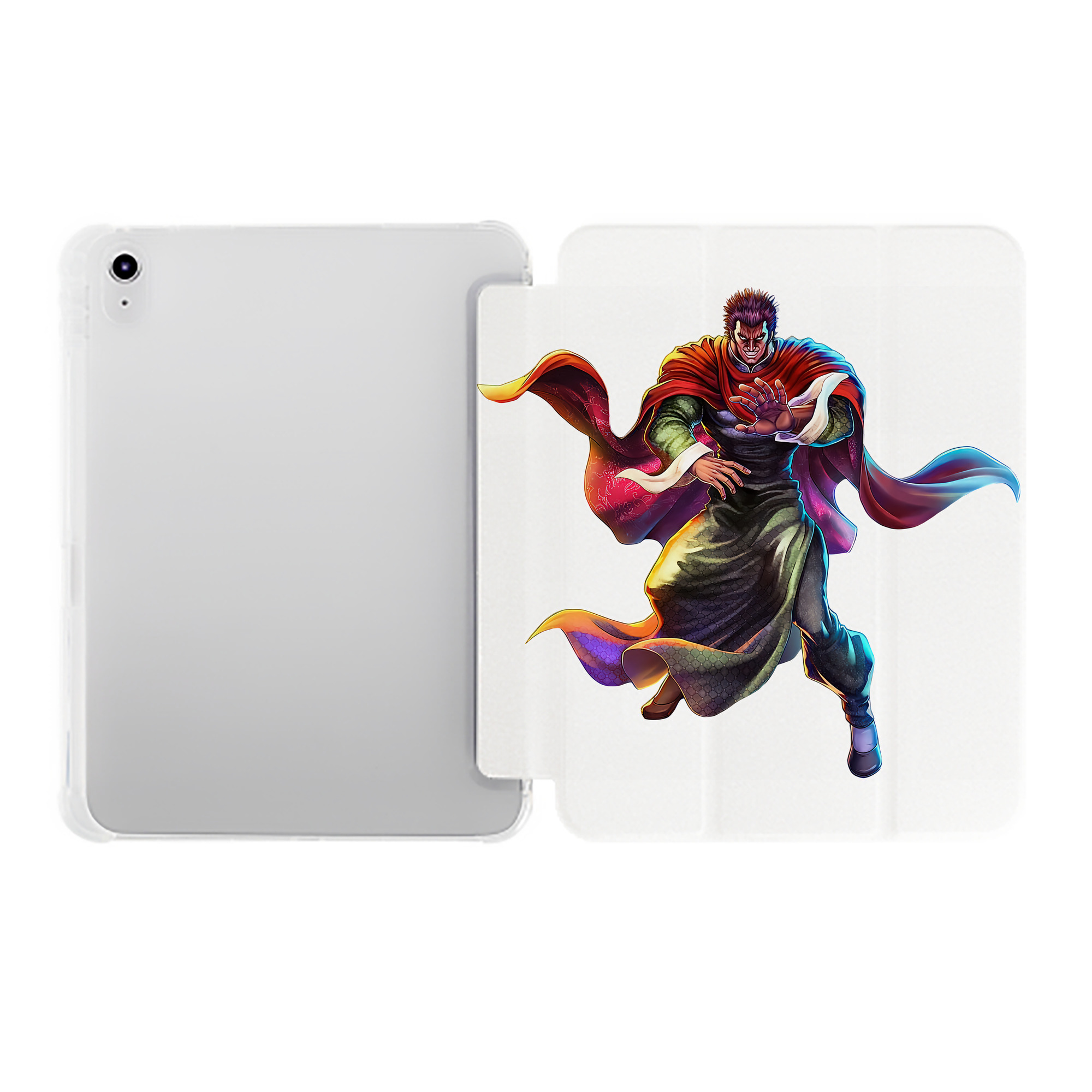 （画像用） 北斗の拳 Fist of the North Star IPad ケース ペン収納付き 三つ折りスタンド PUレザー×シリコン 対応機種9.5/10.5/10.9インチ